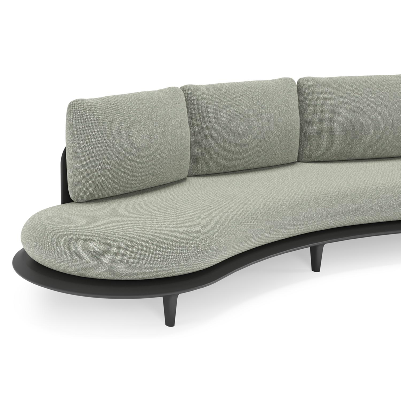 Bomero loungebank in zwart aluminium met savane leaf all weather sunbrella® luxe kussen