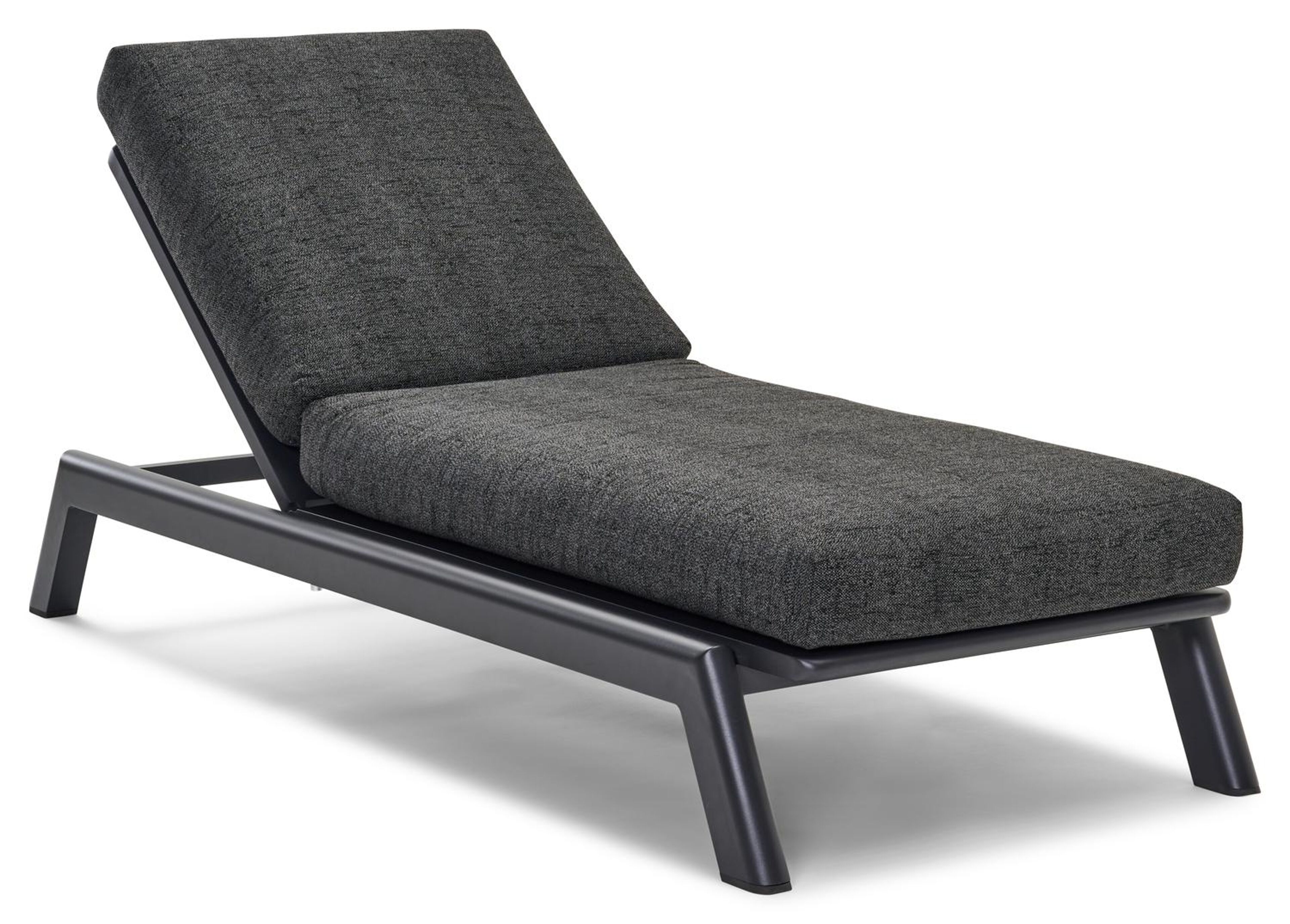Cirello verstelbaar ligbed met pompsysteem in zwart aluminium met chartres sooty all weather sunbrella® luxe kussen