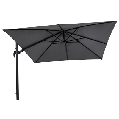 Avola zweefparasol met tiltfunctie in zwart aluminium met grijs weather+ softtouch parasoldoek - L1 300 x L2 300 cm (zonder voet)
