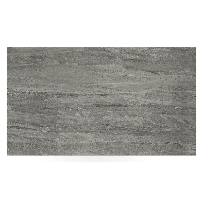 Cirello Pop up loungetafel in zwart aluminium en grijs volkeramiek - L 140 x B 80 x H 71,6 cm