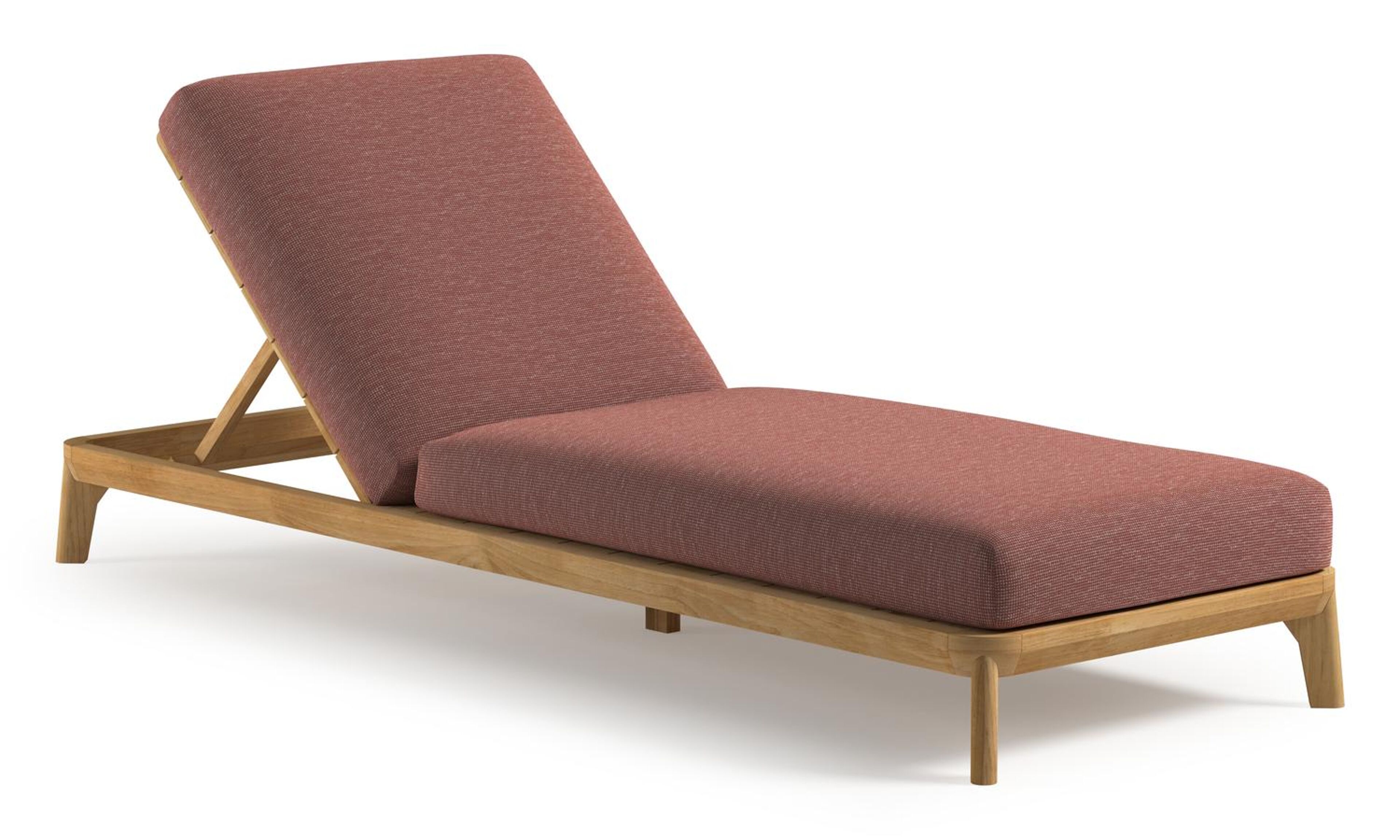 Orso verstelbaar ligbed in teak met slow alezan all weather Sunbrella® luxe kussen