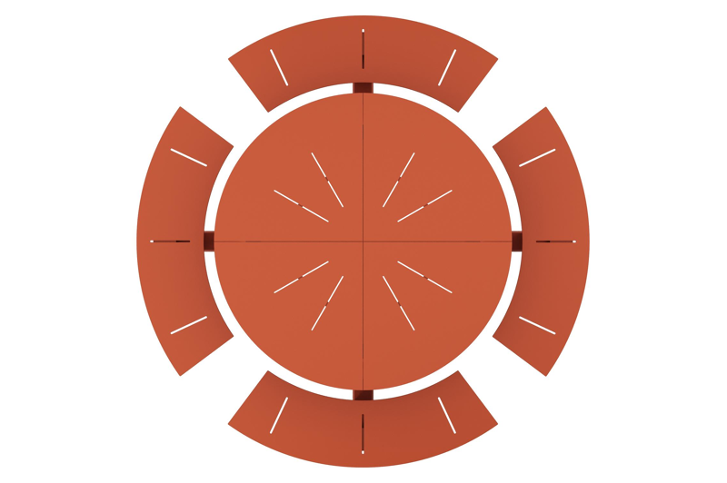 Rondino picknicktafel rond in roestbruin aluminium - Dia. 236 x H 71.5 cm