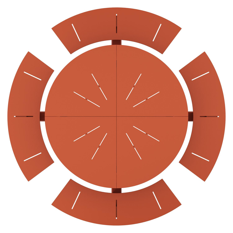 Table de pique-nique Rondino ronde en aluminium brun rouille - Diam. 236 x Haut. 71,5 cm