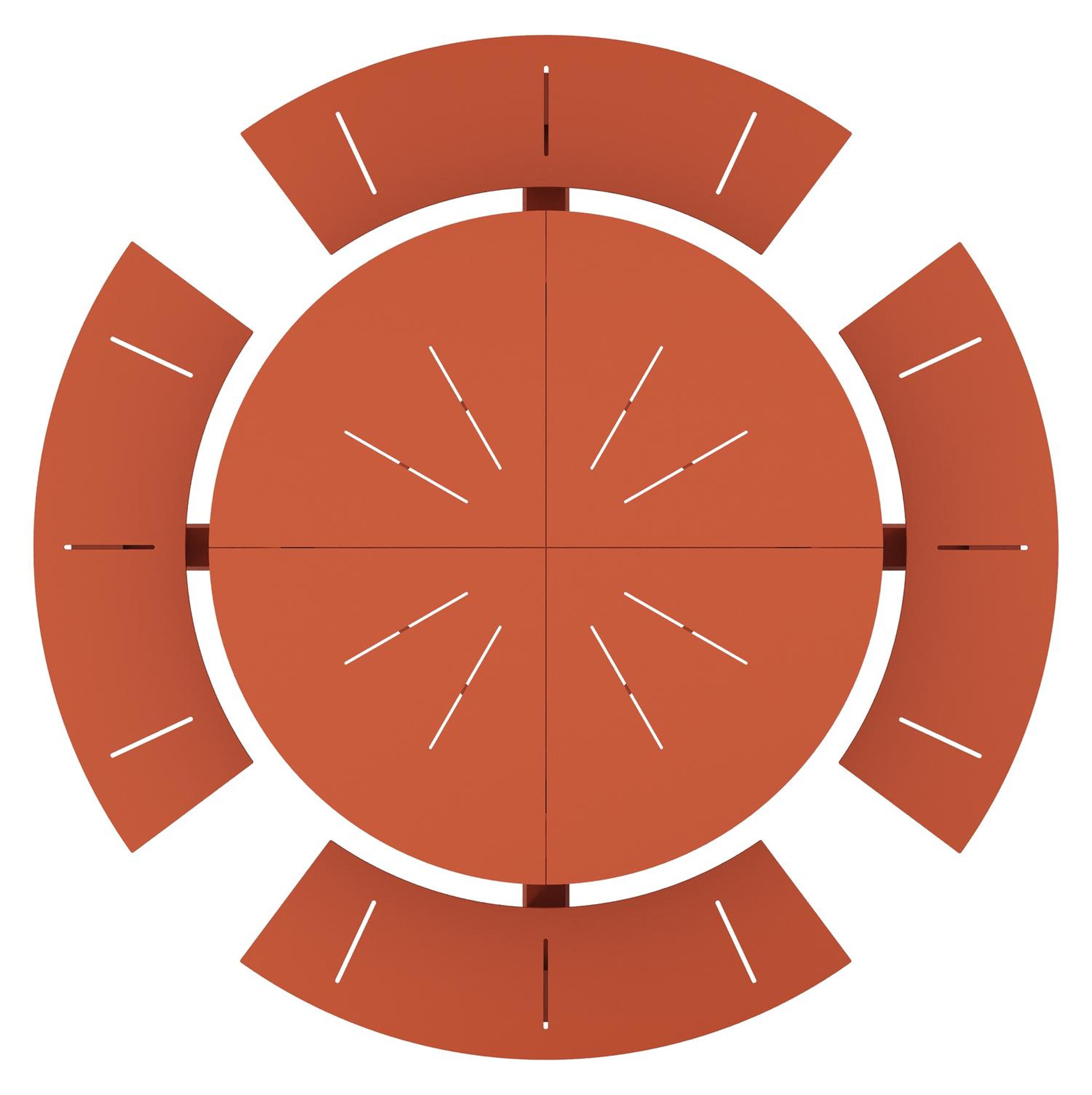 Rondino picknicktafel rond in roestbruin aluminium - Dia. 236 x H 71.5 cm