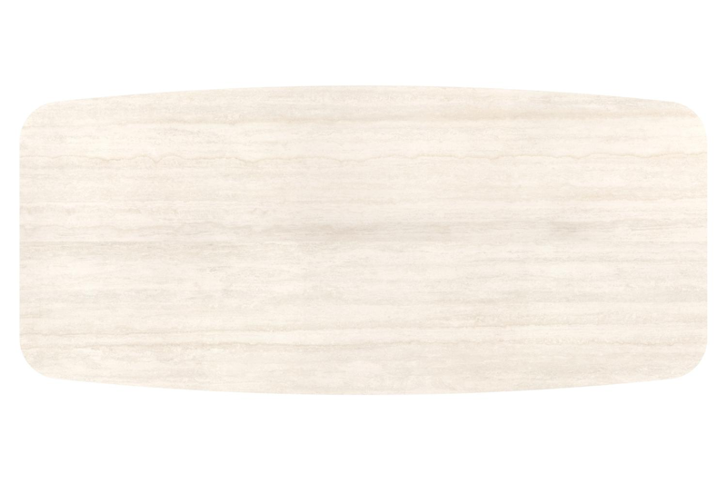 Orso tuintafel bootvorm in zwart aluminium en volkeramiek Travertino Bianco - L 255 x B 115 x H 74.5 cm