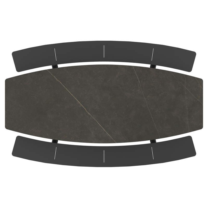 Table de pique-nique Forno forme de bateau en aluminium noir et céramique pleine - Lg.ong. 280 x - Lg. 280 x Lrg. 192 x Haut. 72 cm