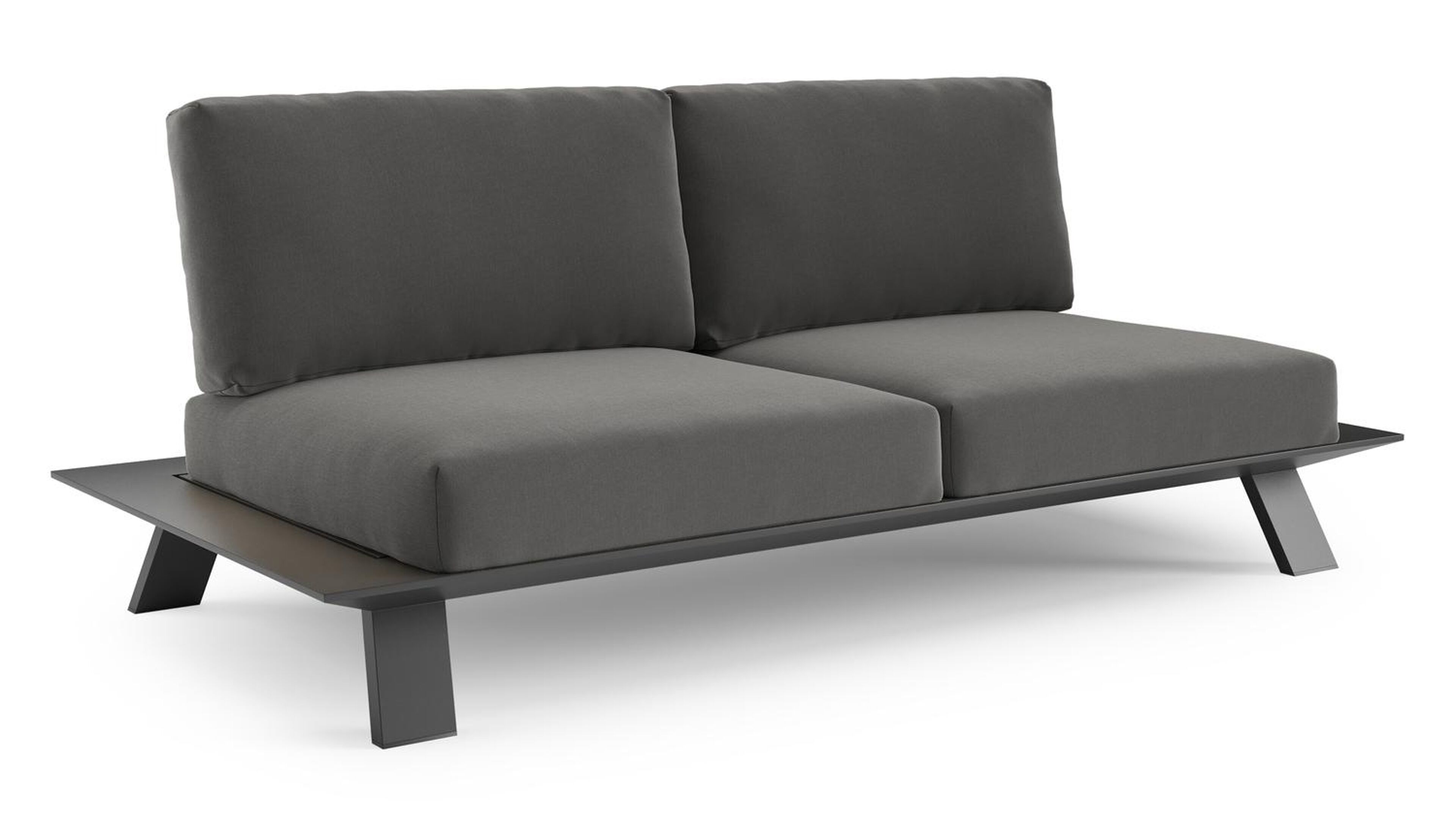 Cesano loungebank in zwart aluminium met natte charcoal chine all weather Sunbrella® luxe kussen