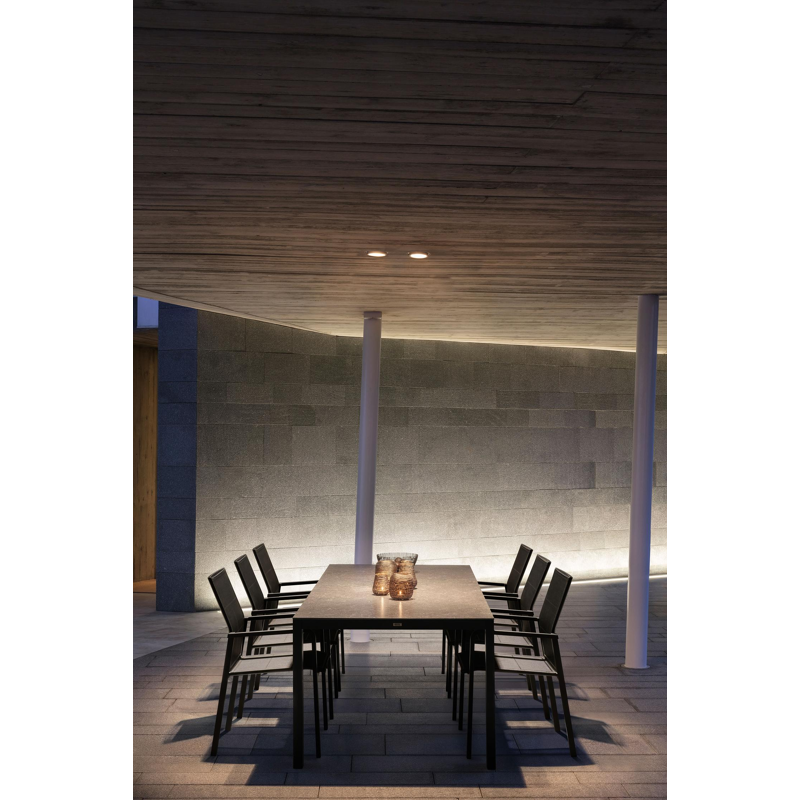 Como stapelbare tuinstoel in zwart aluminium en zwart textilene