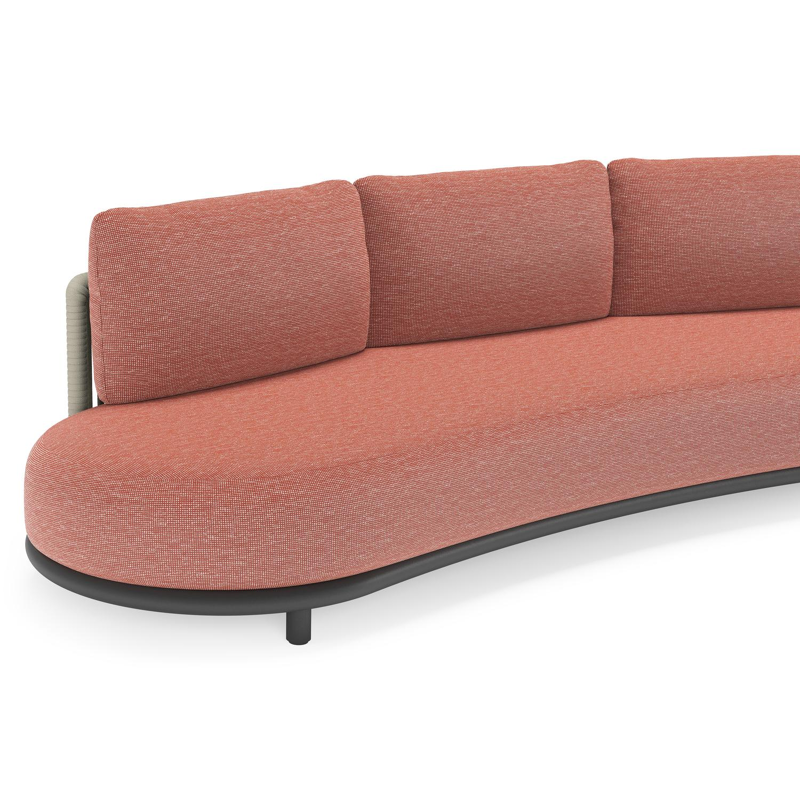 Lomano loungeset in zwart aluminium en beige verticaal geweven luxe vlakke rope met Slow Alezan all weather sunbrella® luxe