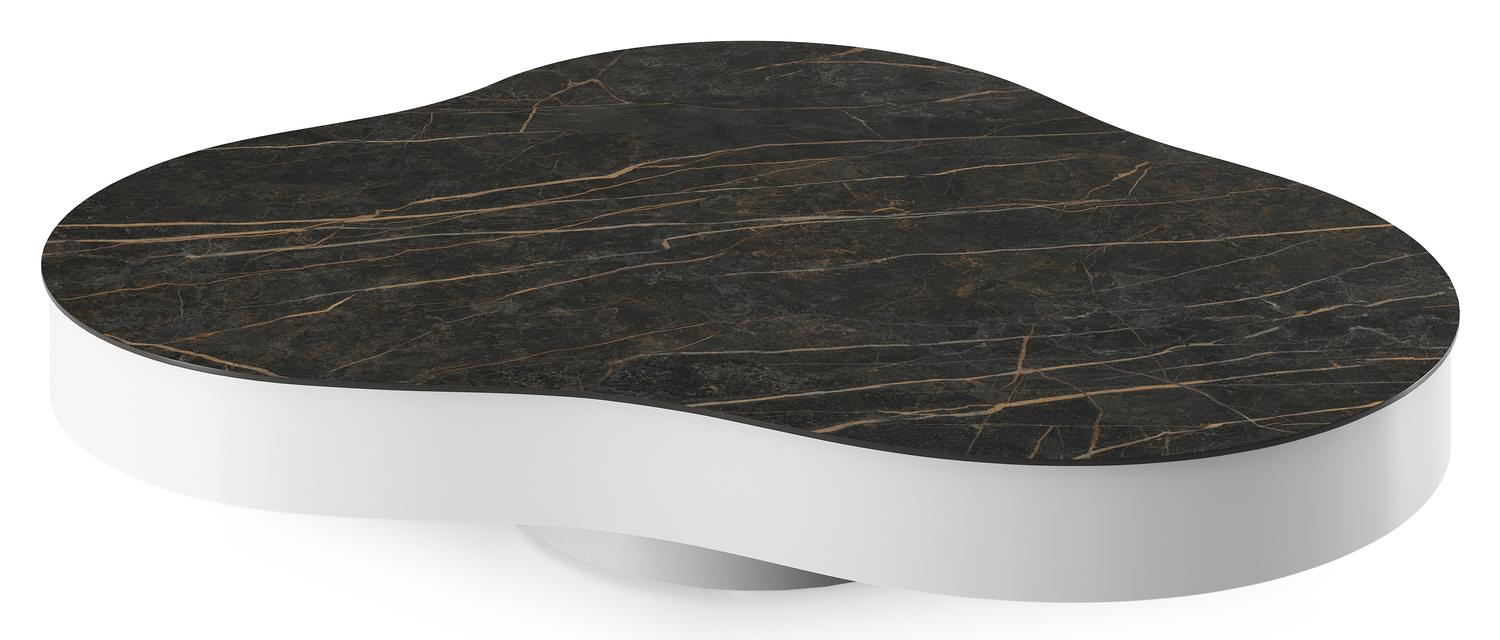 Table de basse Lomano cloud en aluminium blanc et céramique pleine Black Obsession - Lg. 131 x Lrg. 108 x Haut. 25 cm