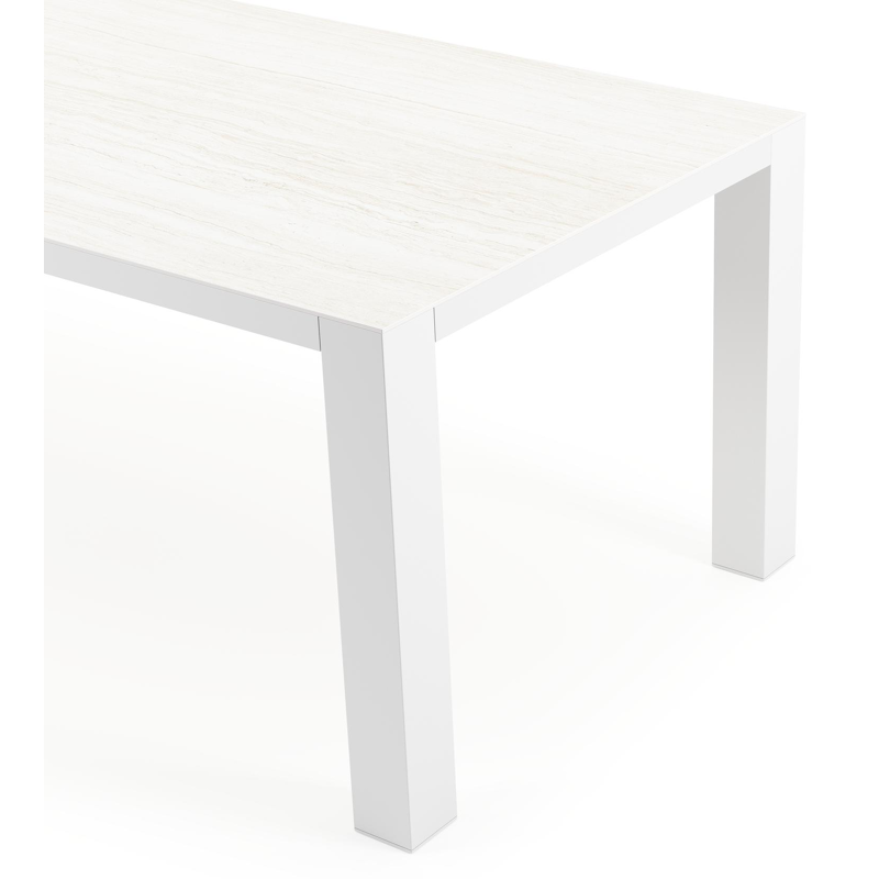 Nano tuintafel rechthoekig in wit aluminium en volkeramiek calista - L 240 x B 100 x H 75 cm