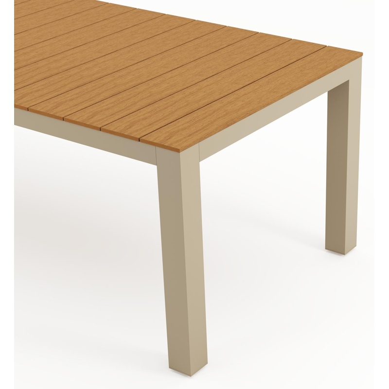 Calzo tuintafel rechthoekig in beige aluminium en polywood - L 220 x B 100 x H 74 cm