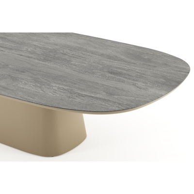 Amico tuintafel bombo xl in beige aluminium en volkeramiek Aspen Grey - L 320 x B 148 x H 73.5 cm