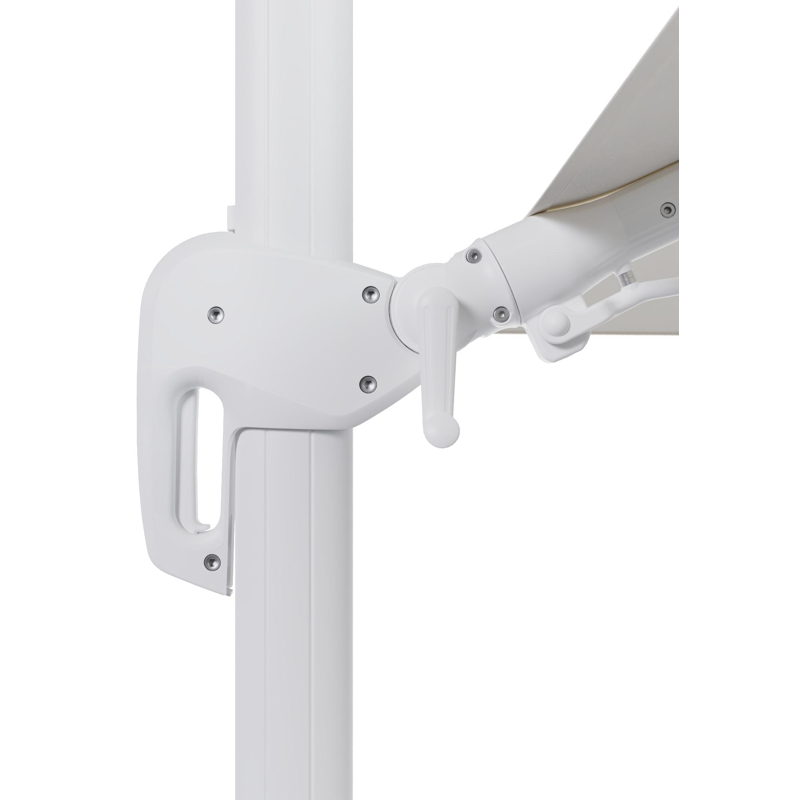 Rufina zweefparasol tiltfunctie in wit aluminium en parasoldoek in All Weather Sunbrella® Luxe Natte White  - L1 400 x L2 300 cm (zonder voet) (zonder voet)