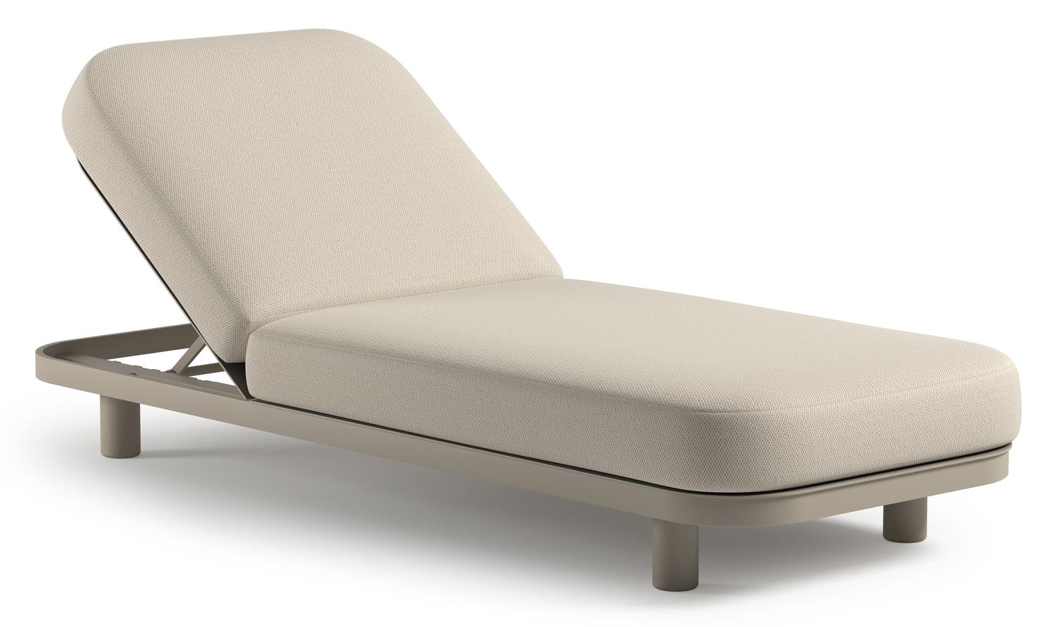 Chaise longue réglable Donato en aluminium beige avec All Weather Sunbrella® luxe lopi marble coussin