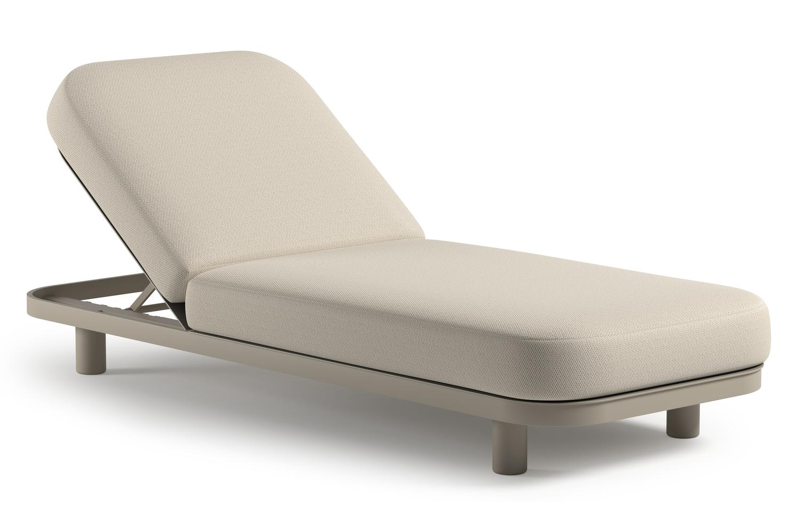 Donato verstelbaar ligbed in beige aluminium met All Weather Sunbrella® luxe lopi marble kussen