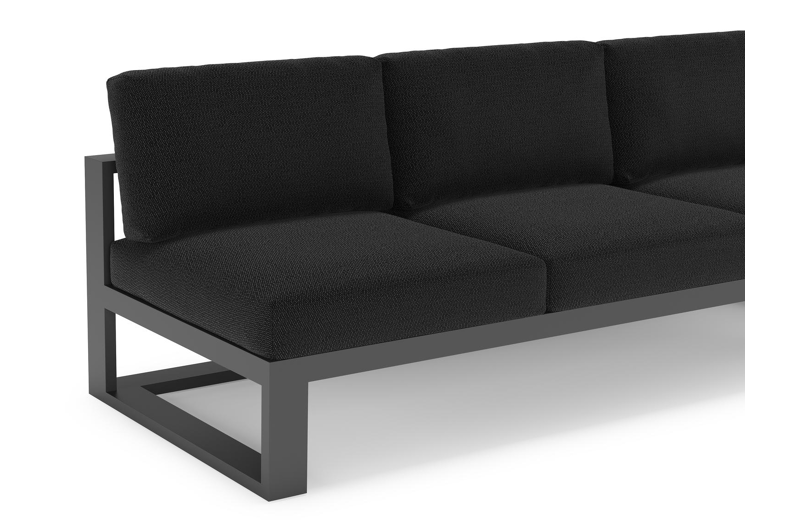 Verato loungehoek in zwart aluminium met lopi baribal all weather sunbrella® luxe kussen