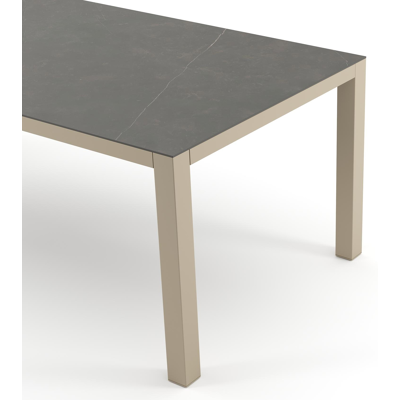Como tuintafel rechthoekig in beige aluminium en volkeramiek Calatorao - L 200 x B 100 x H 73 cm
