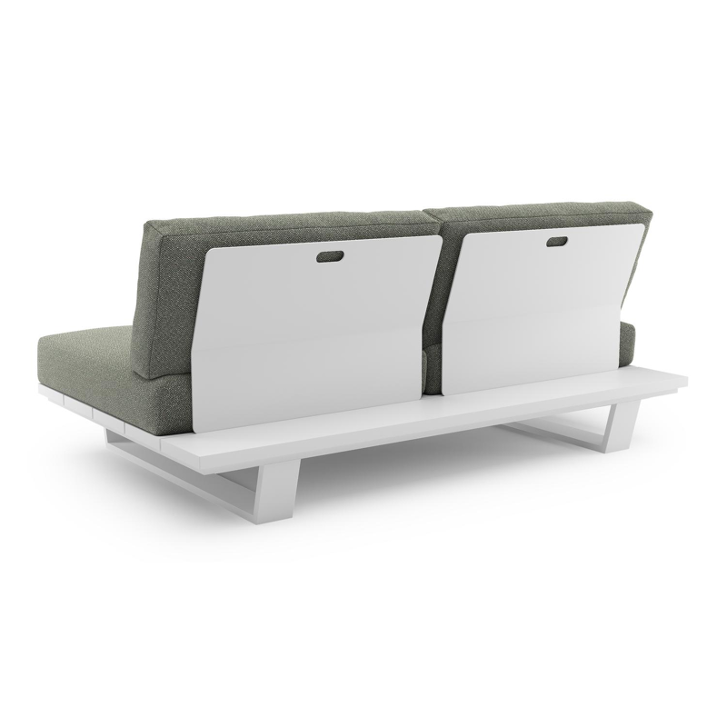 Pagino loungebank in wit aluminium met savane leaf all weather sunbrella® luxe kussen
