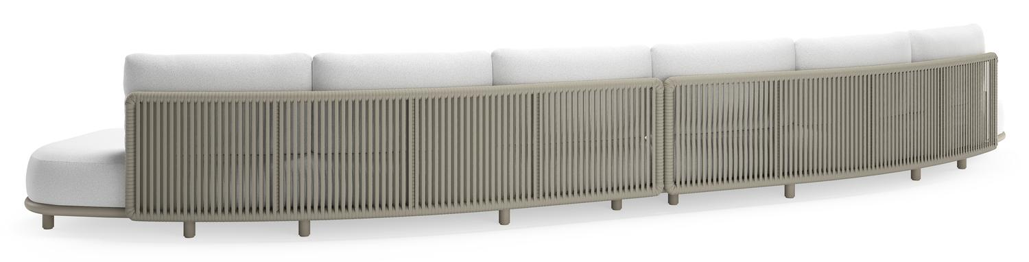 CanapÃ© de jardin Lomano en aluminium beige et corde luxe plate tissÃ©e verticalement beige et coussins en all weather solica Ego Birch