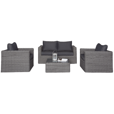 Amari 1-zit in grijs wicker met polyester kussens