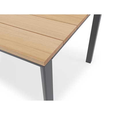 Malito tuintafel in zwart aluminium en teak - L 240 x B 100 x H 76,7 cm