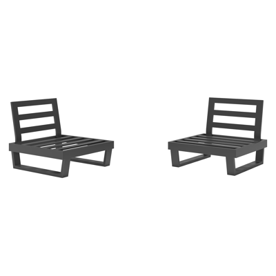 Ensemble 2 fauteuils de jardin Modica en aluminium noir avec coussins en weather+ softtouch sky black