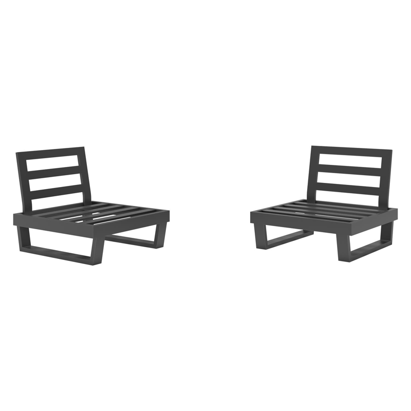 Set van 2 Modica loungestoelenl in zwart aluminium met sky black weather+ softtouch kussens