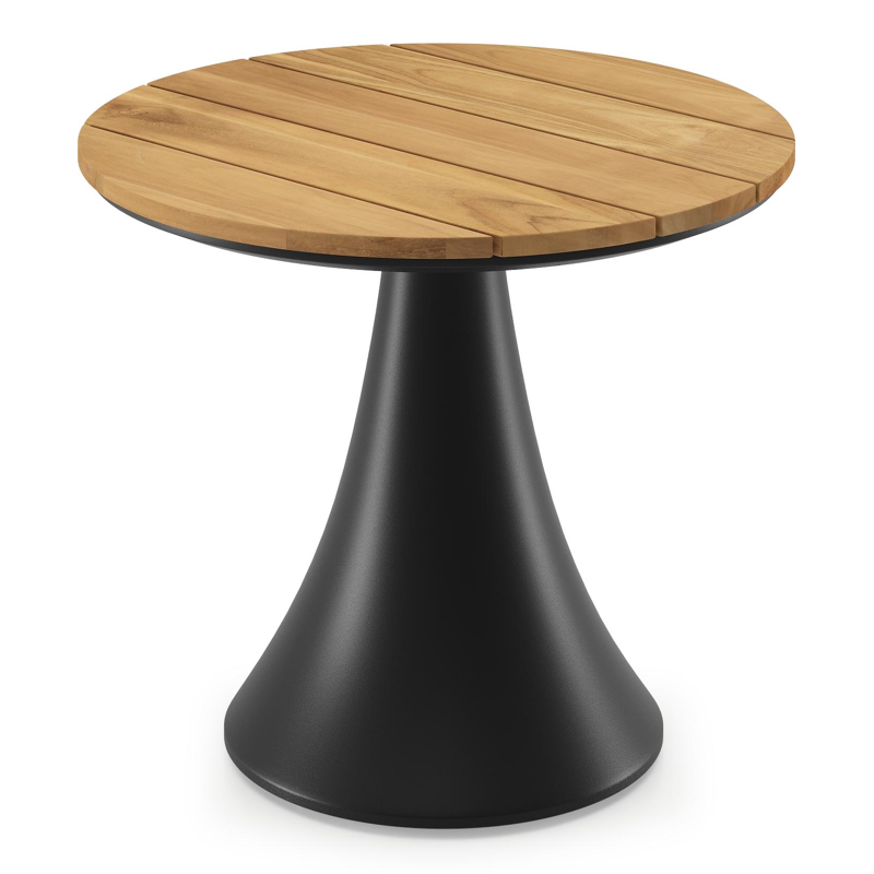 Fano low dining loungetafel in zwart aluminium en teak  - Dia. 65 x H 55 cm