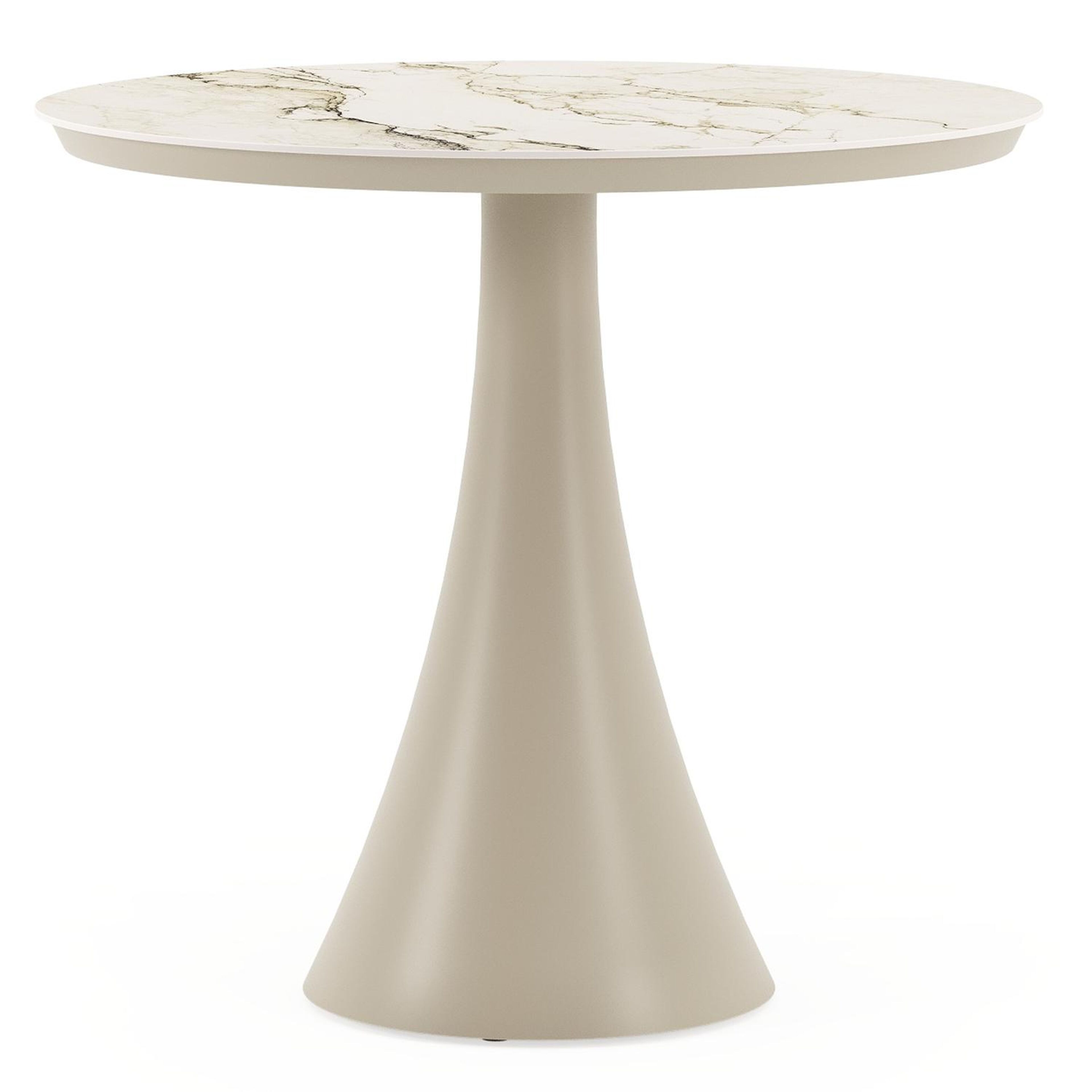 Fano tuintafel rond in beige aluminium en volkeramiek Colorado Dunes Dia. 85 x H 75 cm
