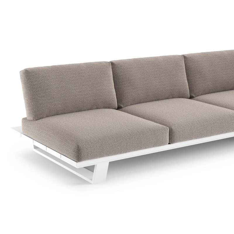 Pagino loungehoek in wit aluminium met wander granite all weather sunbrella® luxe kussen