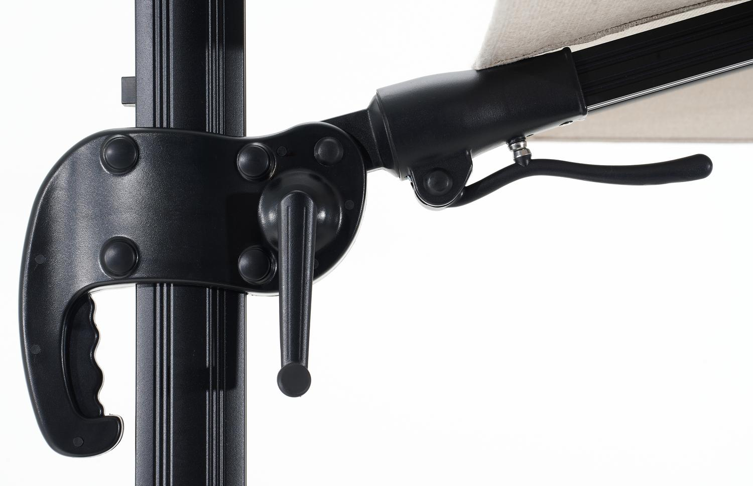 Parasol pedant Avola avec fonction tilt en aluminium noir avec toile de parasol en weather+ softtouch rustic - Lg.1 300 x Lg.2 300 cm (sans pied de parasol)