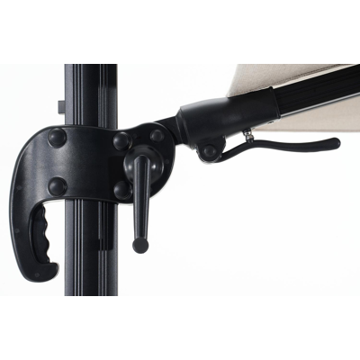 Avola zweefparasol met tiltfunctie in zwart aluminium en natural Weather+ Softtouch parasoldoek - L1 300 x L2 300 cm met Pedito parasolvoet 120 kg