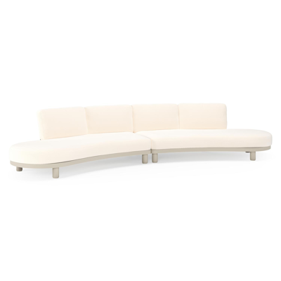 Donato loungebank in beige aluminium met all weather sunbrella® luxe Lopi Snow kussen