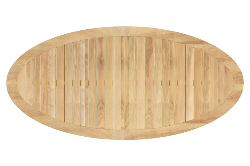 Pamplona ovale tuinset in wit aluminium en teak natural finish met 6 Matera tuinstoelen