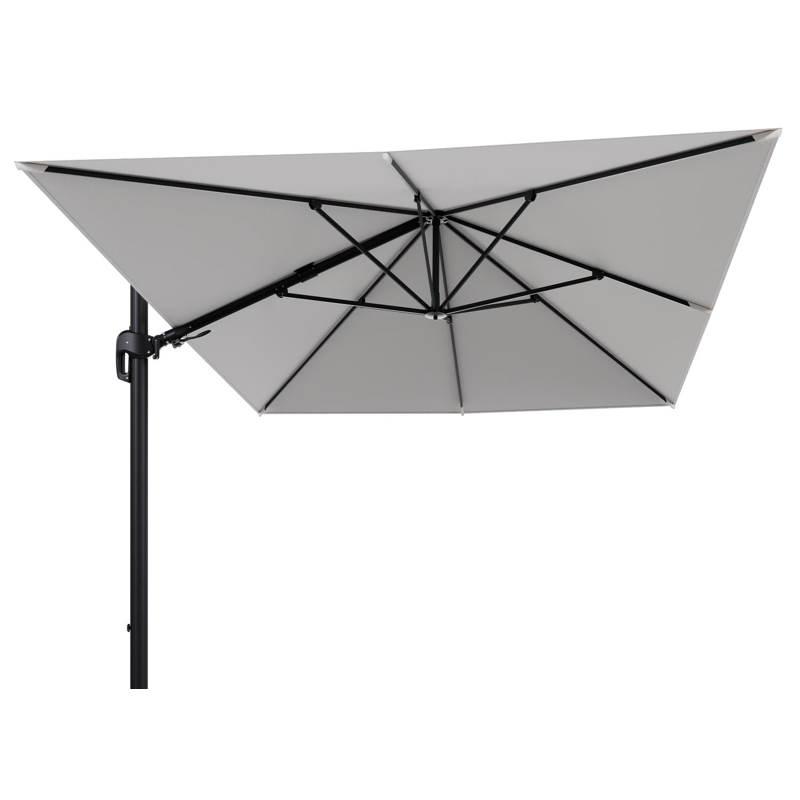 Rufina zweefparasol tiltfunctie in zwart aluminium en parasoldoek in All Weather Solica Soul Optik  - L1 400 x L2 300 cm (zonder voet) (zonder voet)