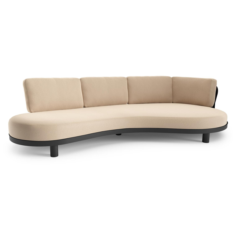 Donato loungebank in zwart aluminium met natte heather beige all weather sunbrella® luxe kussen