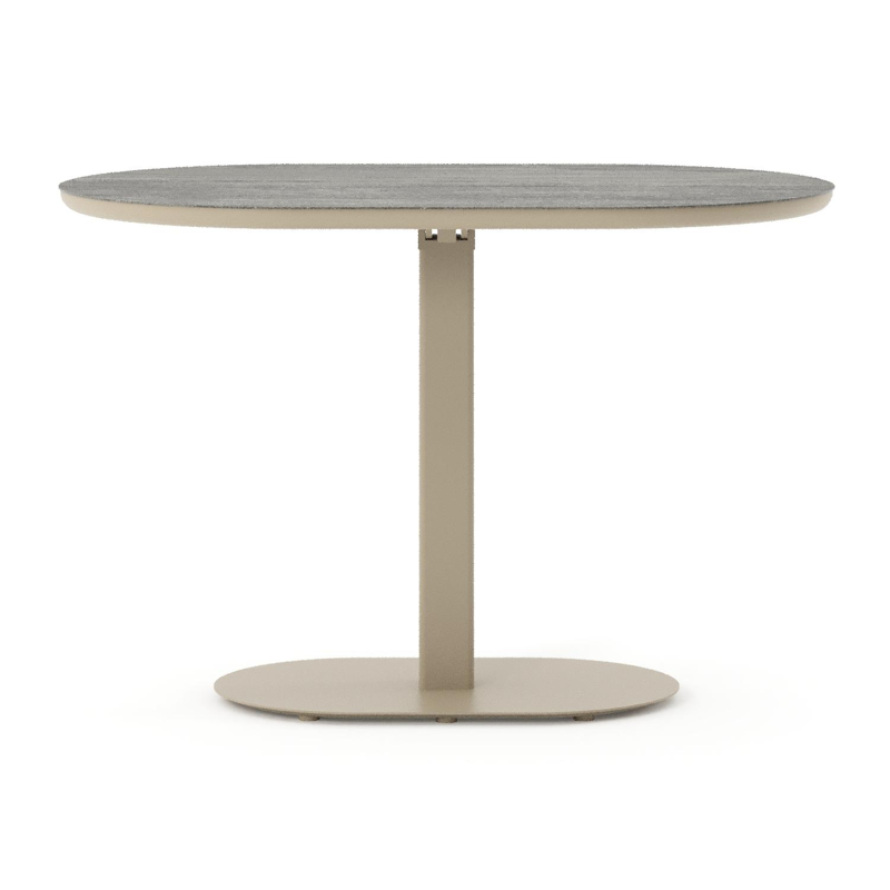 Table de jardin Teramo inclinable bombo en aluminium beige et céramique pleine Aspen Grey - Lg. 110 x Lrg. 70 x Haut. 73.7 cm