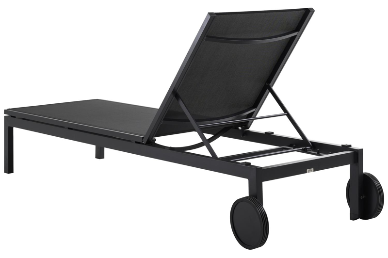 Set van 2 verstelbare Caravelle ligbedden in zwart aluminium en zwart textileen