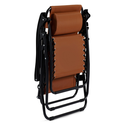 Set van 2 verstelbare Lira relaxstoelen in zwart staal en pumpkin textilene