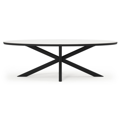 Pamplona tuinset in zwart aluminium en sintered stone Topo minerale met 6 Cosa tuinstoelen