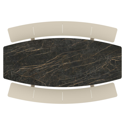 Forno picknicktafel bootvorm in beige aluminium en volkeramiek Black Obsession - L 240 x B 181 x H 72 cm