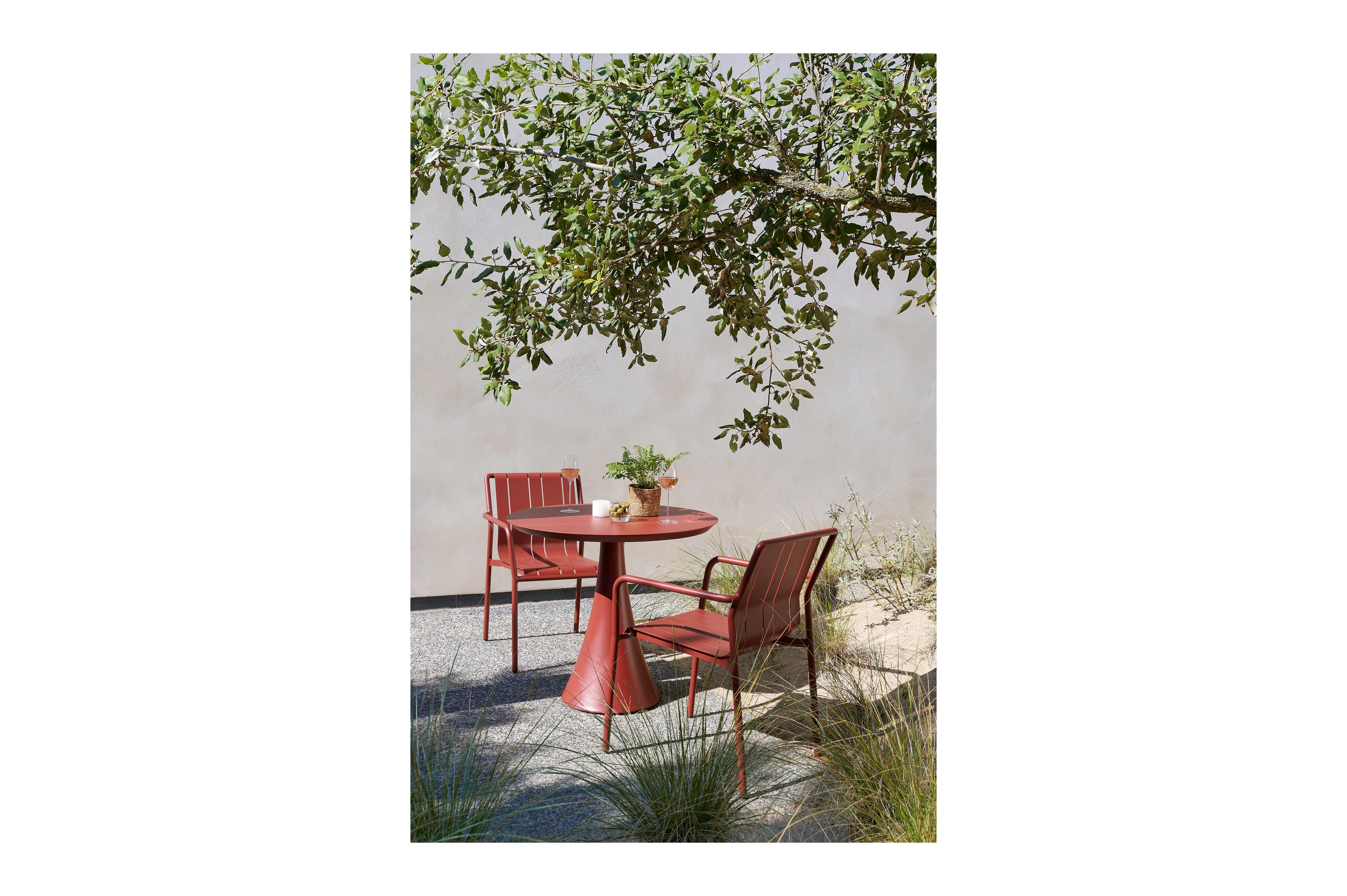 Fano tuintafel rond in ruby aluminium - Dia. 85 x H 75 cm