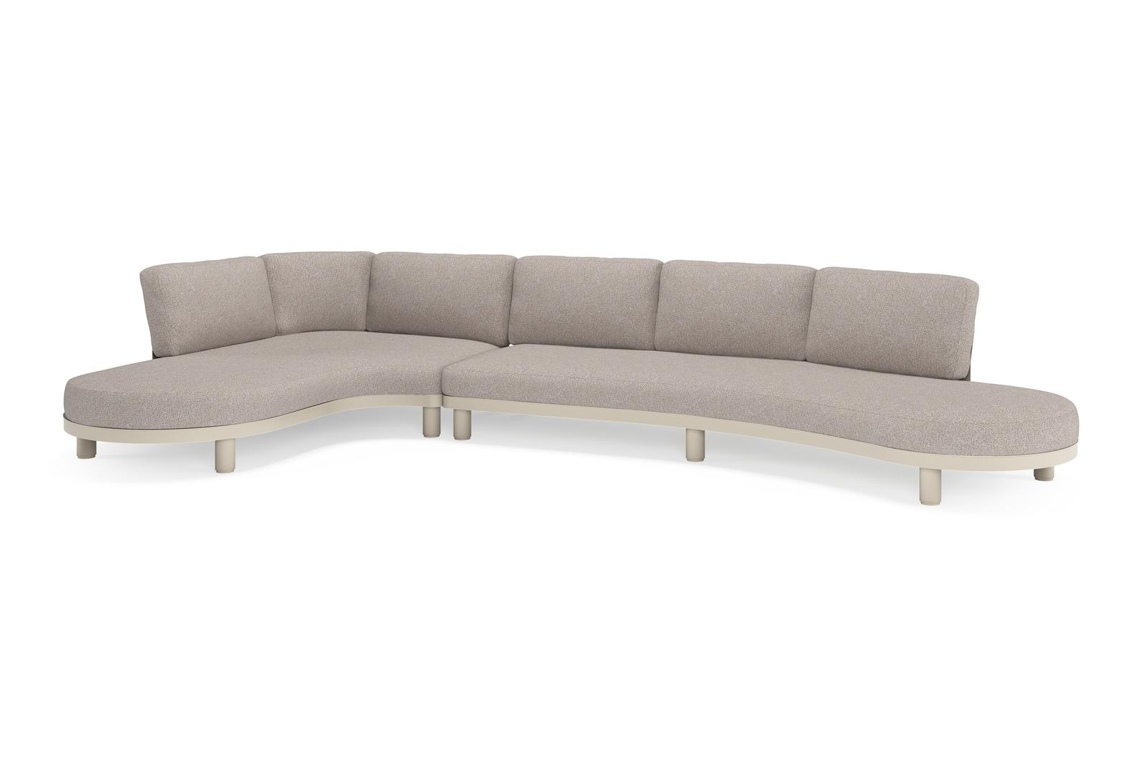 Salon de jardin d'angle Donato en aluminium beige et coussins en all weather sunbrella® luxe Tundra Charcoal