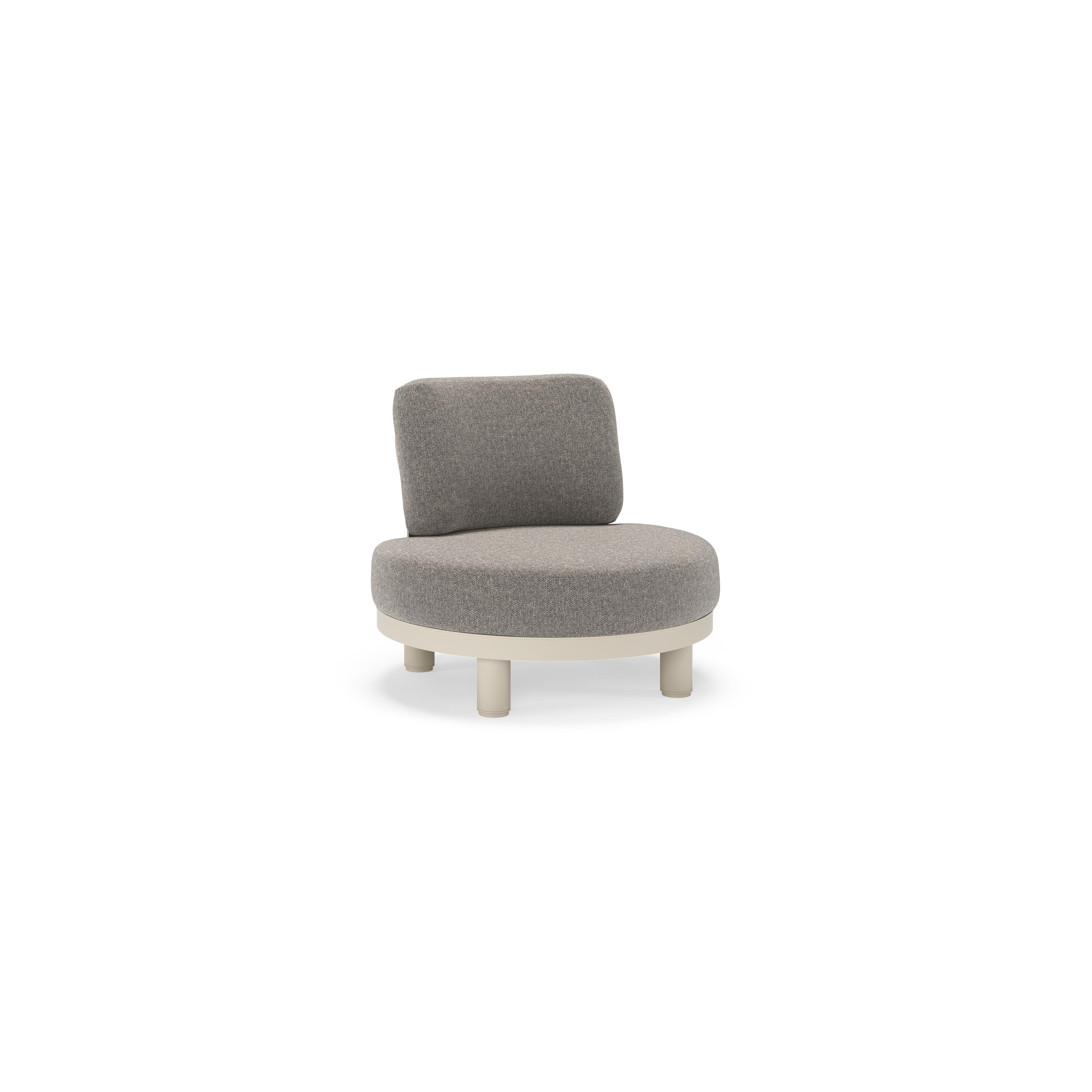 Donato loungestoel in beige aluminium met all weather sunbrella® luxe Chartres Drizzle kussen