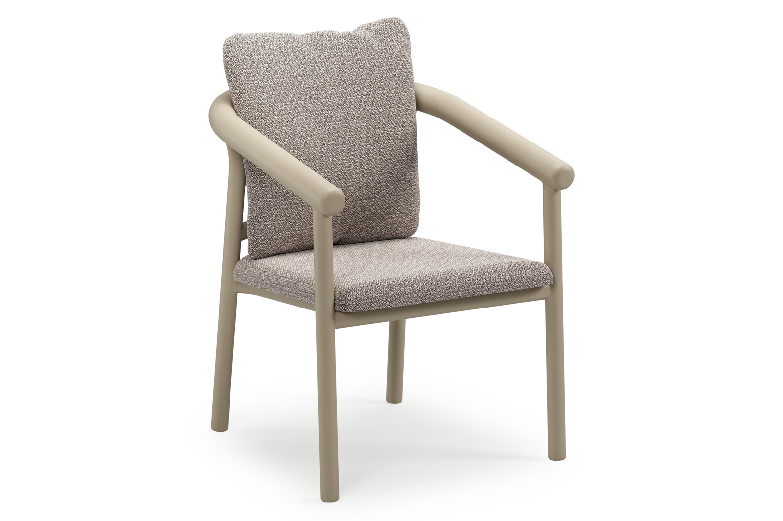 Amico stapelbare tuinstoel in beige aluminium met stoelkussen in All Weather Sunbrella® Luxe Wander Granite