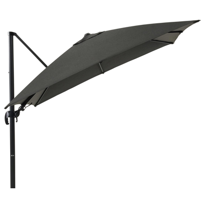 Avola zweefparasol met tiltfunctie in zwart aluminium met natte sooty all weather sunbrella® premium parasoldoek - L1 300 x L2 300 cm (zonder voet)