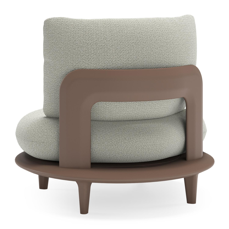 Fauteuil de jardin Bomero en aluminium taupe et coussins en all weather sunbrella® luxe lopi bud