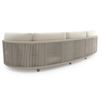 Lomano loungebank in beige aluminium en beige verticaal geweven luxe vlakke rope met althea off white all weather cosytica kussen