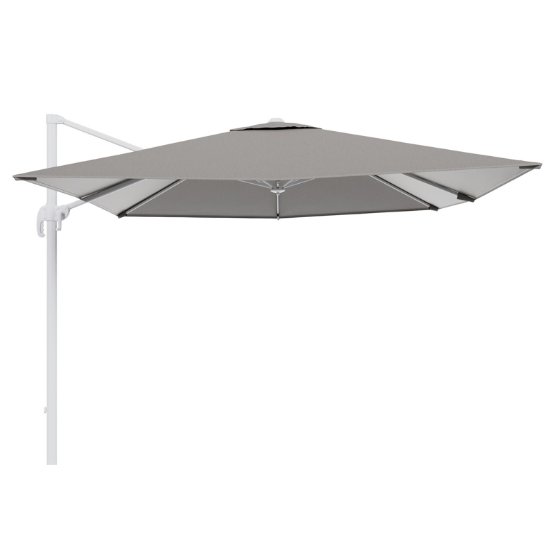 Calpe zweefparasol in wit aluminium met grijs weather+ softtouch parasoldoek - L1 270 x L2 270 cm (zonder voet)